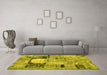 Machine Washable Patchwork Yellow Transitional Rug in a Living Room, wshabs570yw