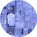 Round Patchwork Blue Transitional Rug, abs570blu