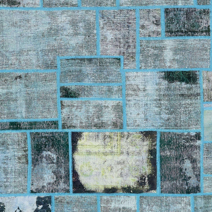 Abstract Sky Blue Patchwork Rug, abs570