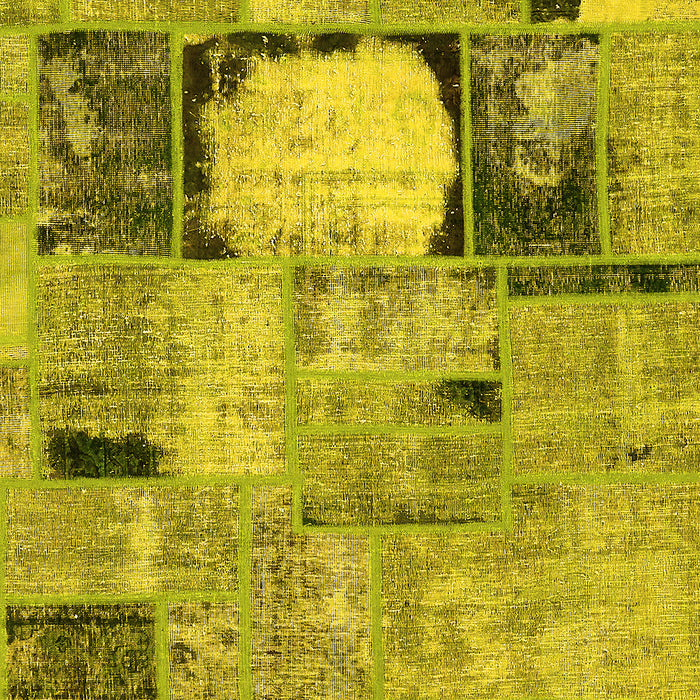 Patchwork Yellow Transitional Rug, abs570yw