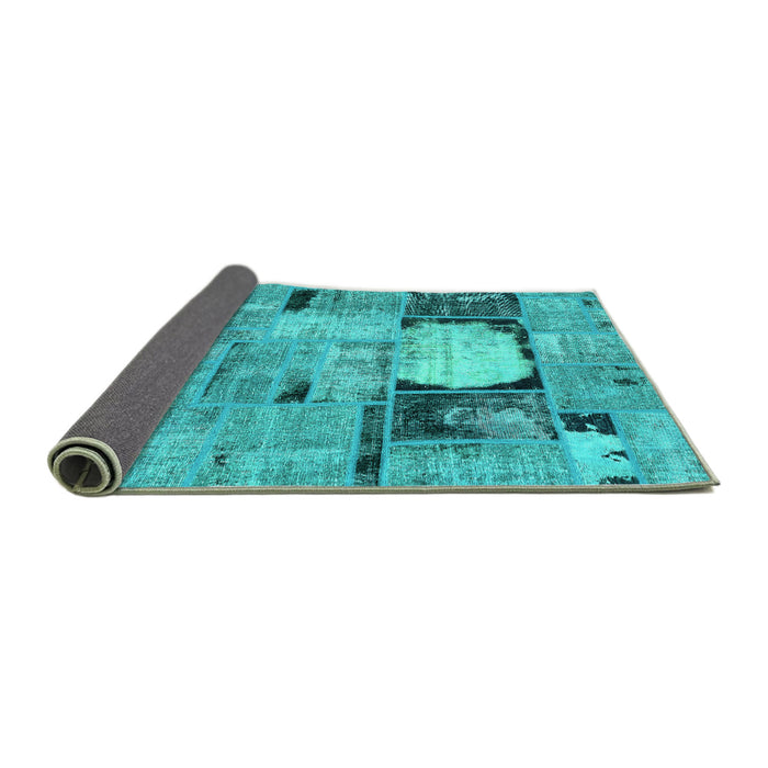 Sideview of Patchwork Turquoise Transitional Rug, abs570turq