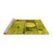 Sideview of Machine Washable Patchwork Yellow Transitional Rug, wshabs570yw