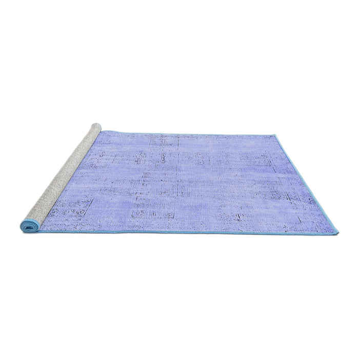Sideview of Machine Washable Abstract Blue Modern Rug, wshabs571blu