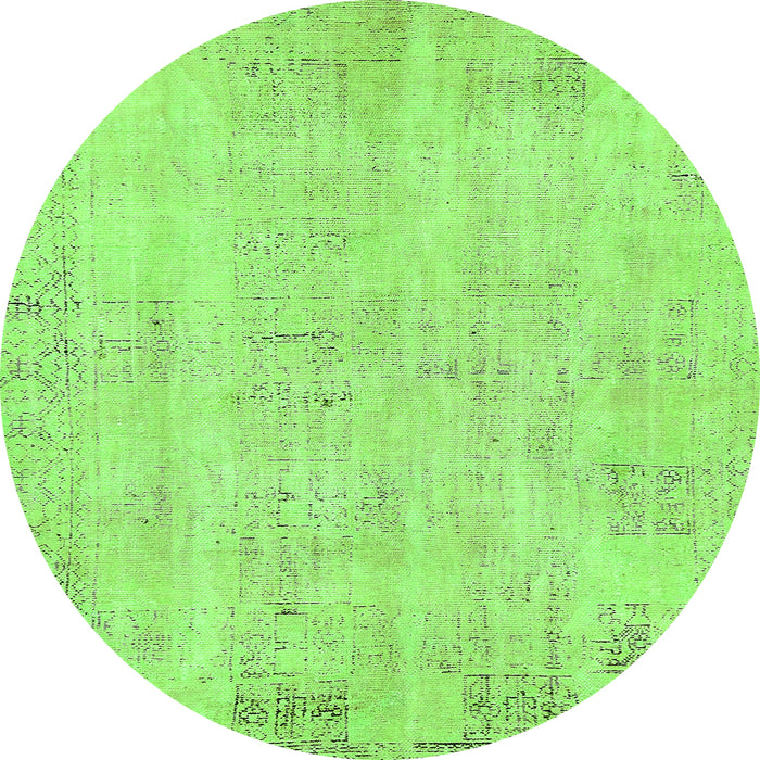 Round Abstract Green Modern Rug, abs571grn