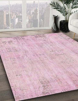Abstract Pink Modern Rug in Family Room, abs571