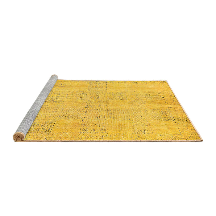 Sideview of Machine Washable Abstract Yellow Modern Rug, wshabs571yw