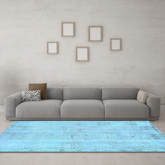 Machine Washable Abstract Light Blue Modern Rug in a Living Room, wshabs571lblu