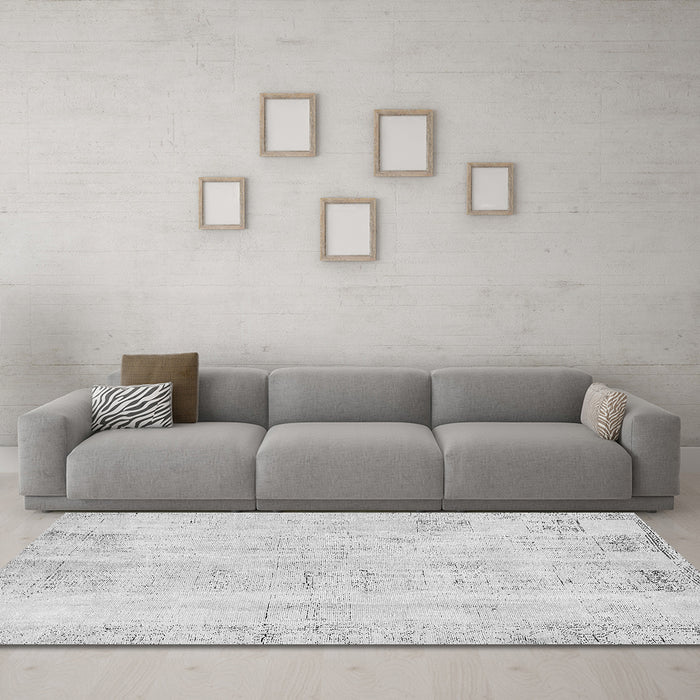 Machine Washable Abstract Gray Modern Rug in a Living Room,, wshabs571gry