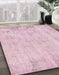 Abstract Pink Modern Rug in Family Room, abs571