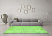 Machine Washable Abstract Green Modern Area Rugs in a Living Room,, wshabs571grn