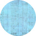 Round Abstract Light Blue Modern Rug, abs571lblu