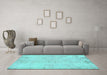 Machine Washable Abstract Turquoise Modern Area Rugs in a Living Room,, wshabs571turq