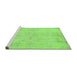 Sideview of Machine Washable Abstract Green Modern Area Rugs, wshabs571grn