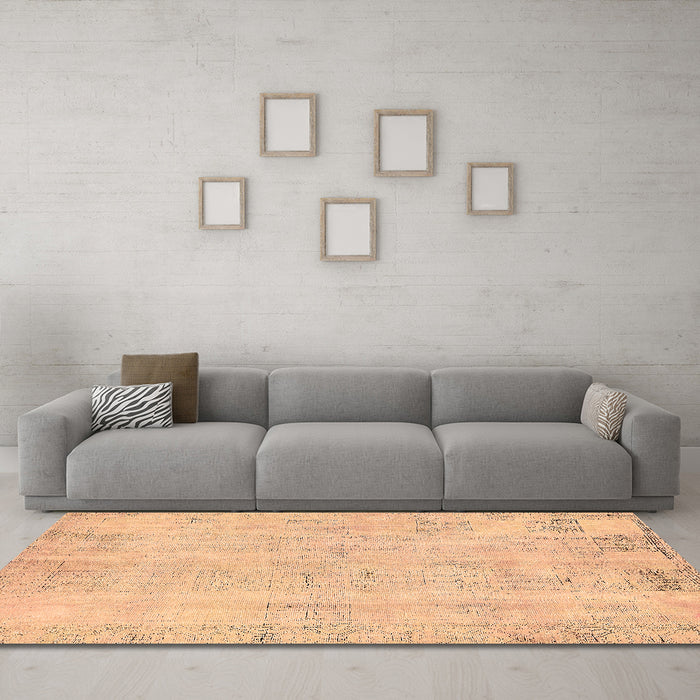 Machine Washable Abstract Brown Modern Rug in a Living Room,, wshabs571brn