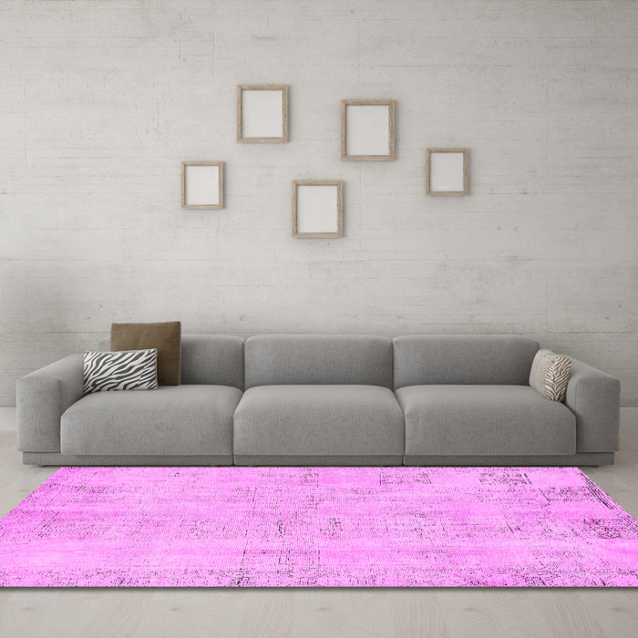 Machine Washable Abstract Pink Modern Rug in a Living Room, wshabs571pnk