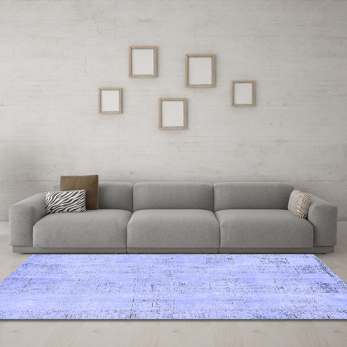 Machine Washable Abstract Blue Modern Rug in a Living Room, wshabs571blu