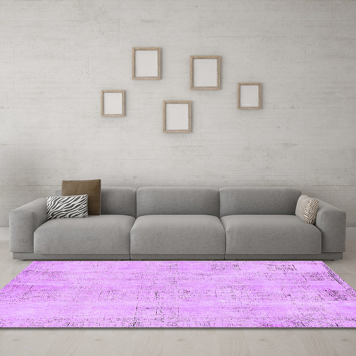 Machine Washable Abstract Purple Modern Area Rugs in a Living Room, wshabs571pur