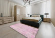 Abstract Pink Modern Rug in a Bedroom, abs571