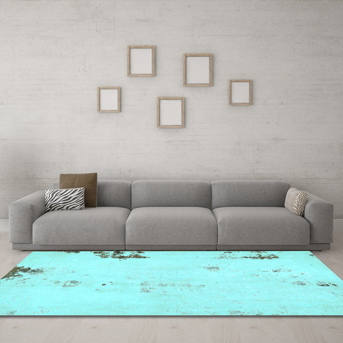 Machine Washable Abstract Light Blue Modern Rug in a Living Room, wshabs572lblu