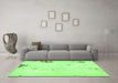 Machine Washable Abstract Green Modern Area Rugs in a Living Room,, wshabs572grn