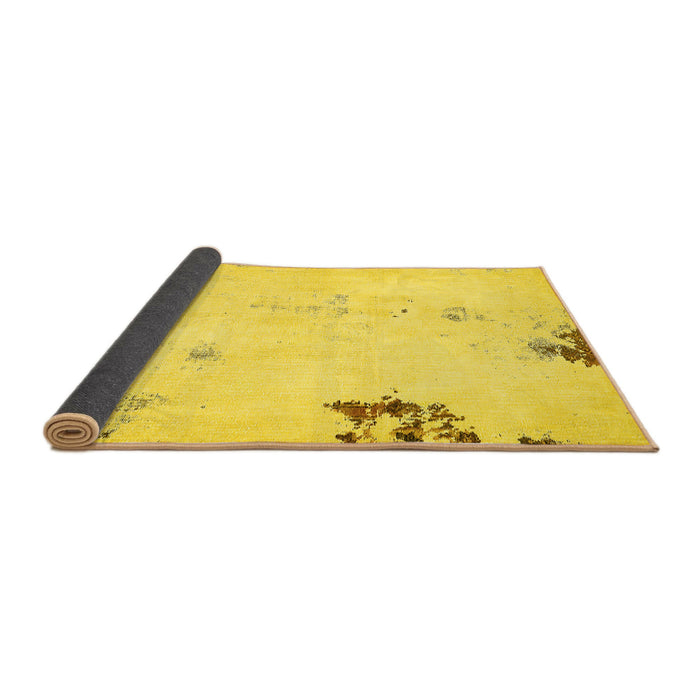 Sideview of Abstract Yellow Modern Rug, abs572yw