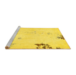 Sideview of Machine Washable Abstract Yellow Modern Rug, wshabs572yw