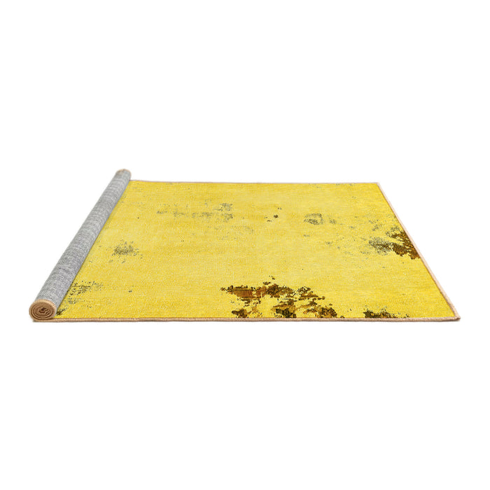 Sideview of Machine Washable Abstract Yellow Modern Rug, wshabs572yw