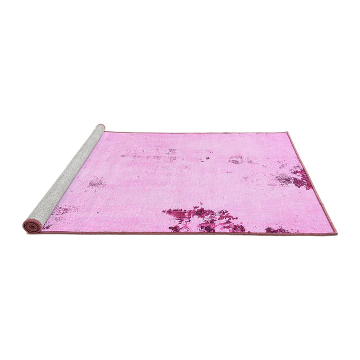 Sideview of Machine Washable Abstract Pink Modern Rug, wshabs572pnk