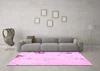 Machine Washable Abstract Pink Modern Rug, wshabs572pnk