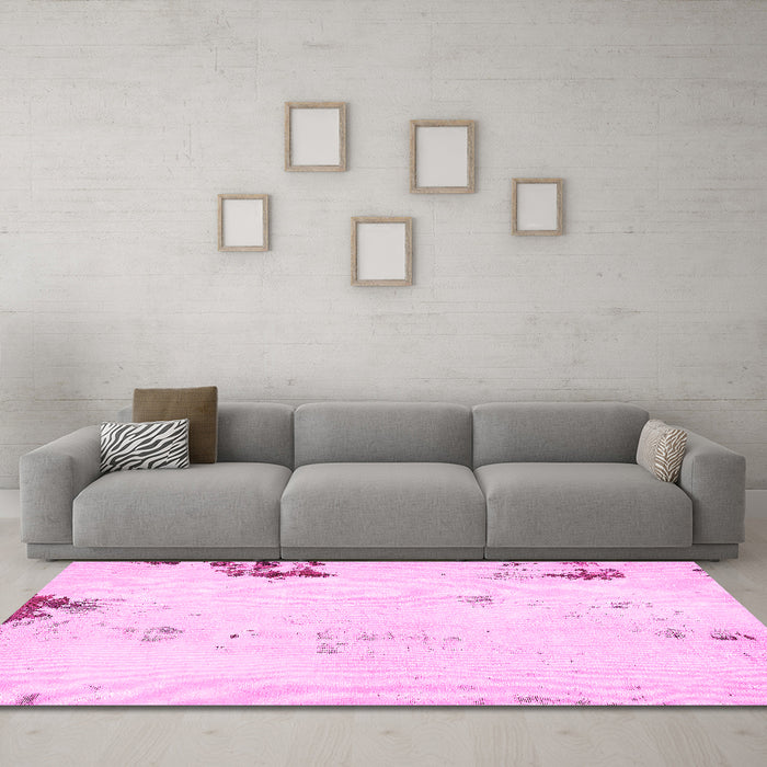 Machine Washable Abstract Pink Modern Rug in a Living Room, wshabs572pnk