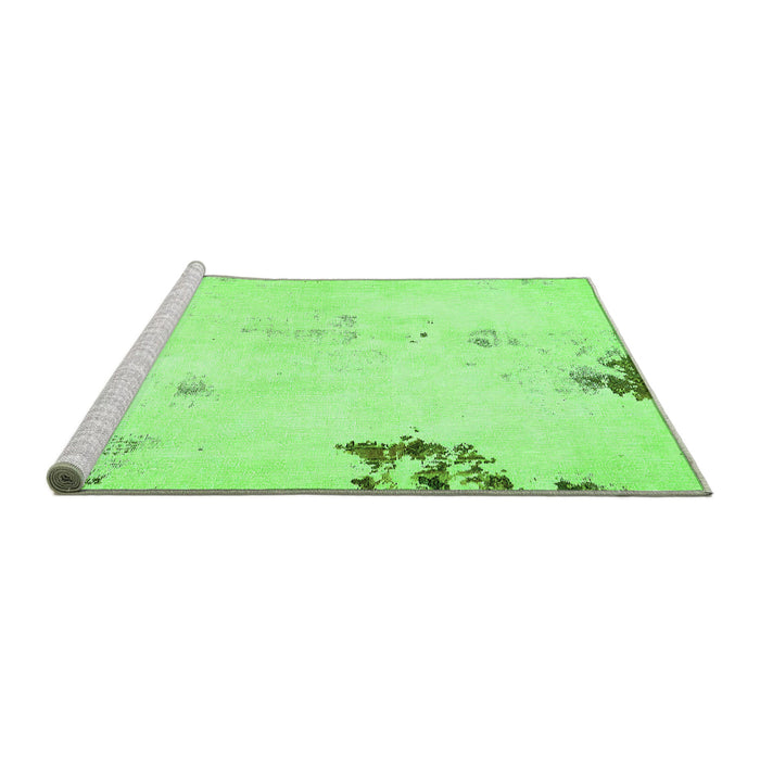 Sideview of Machine Washable Abstract Green Modern Area Rugs, wshabs572grn