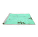 Sideview of Machine Washable Abstract Turquoise Modern Area Rugs, wshabs572turq