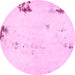 Round Abstract Pink Modern Rug, abs572pnk