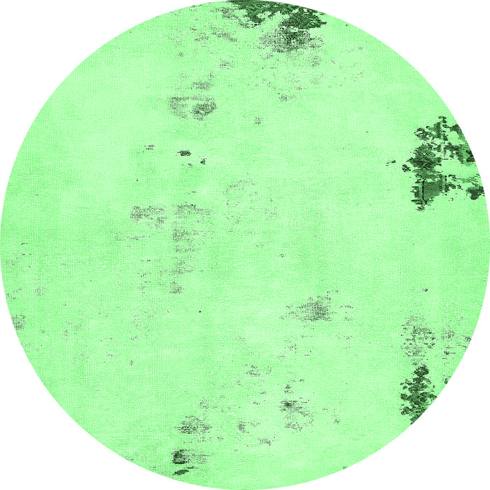 Round Machine Washable Abstract Emerald Green Modern Area Rugs, wshabs572emgrn