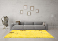 Machine Washable Abstract Yellow Modern Rug, wshabs572yw