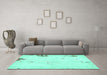 Machine Washable Abstract Turquoise Modern Area Rugs in a Living Room,, wshabs572turq