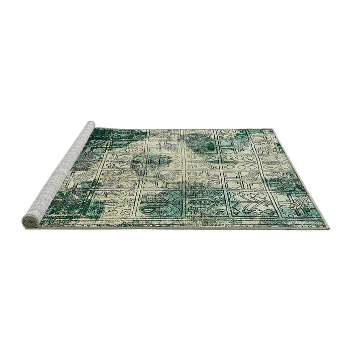 Sideview of Machine Washable Abstract Green Rug, wshabs573