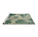 Sideview of Machine Washable Abstract Green Rug, wshabs573