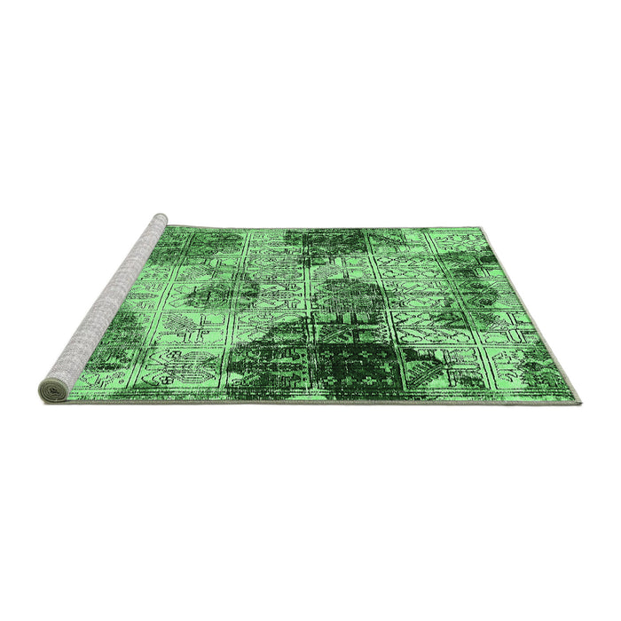 Sideview of Machine Washable Abstract Emerald Green Modern Area Rugs, wshabs573emgrn