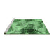 Sideview of Machine Washable Abstract Emerald Green Modern Area Rugs, wshabs573emgrn