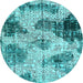 Round Abstract Light Blue Modern Rug, abs573lblu