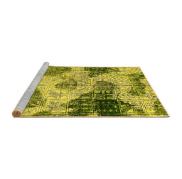 Sideview of Machine Washable Abstract Yellow Modern Rug, wshabs573yw