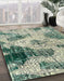 Machine Washable Abstract Green Rug in a Family Room, wshabs573