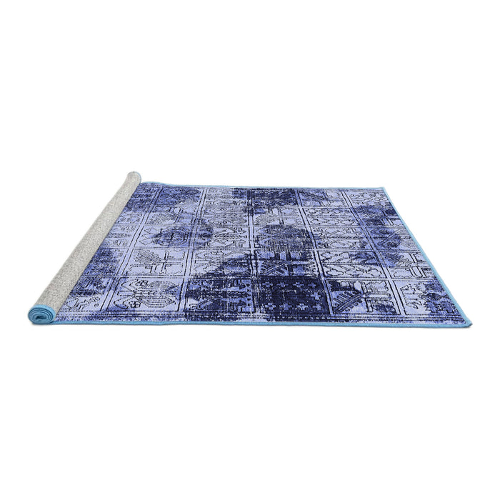 Sideview of Machine Washable Abstract Blue Modern Rug, wshabs573blu