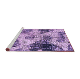 Sideview of Machine Washable Abstract Purple Modern Area Rugs, wshabs573pur