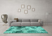 Machine Washable Abstract Turquoise Modern Area Rugs in a Living Room,, wshabs573turq