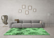 Machine Washable Abstract Emerald Green Modern Area Rugs in a Living Room,, wshabs573emgrn