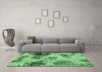 Machine Washable Abstract Emerald Green Modern Rug, wshabs573emgrn