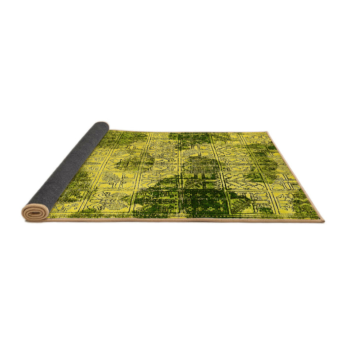 Sideview of Abstract Yellow Modern Rug, abs573yw