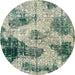 Round Machine Washable Abstract Green Rug, wshabs573